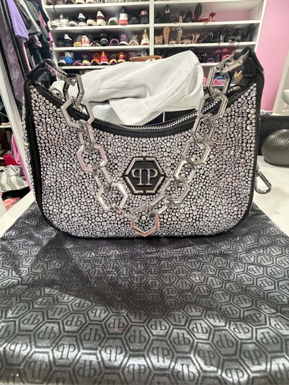 Philip Plein Crystal shoulder bag handbag